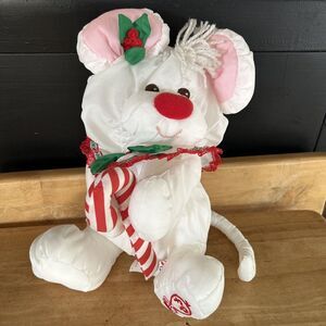 Vtg 1987 Puffalump White Christmas Mouse‎ Fisher Price 11" Plush Candy Cane